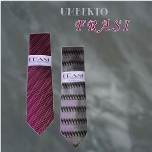 2 Pair of 100% Silk Umberto Frasi Neck Ties for Men